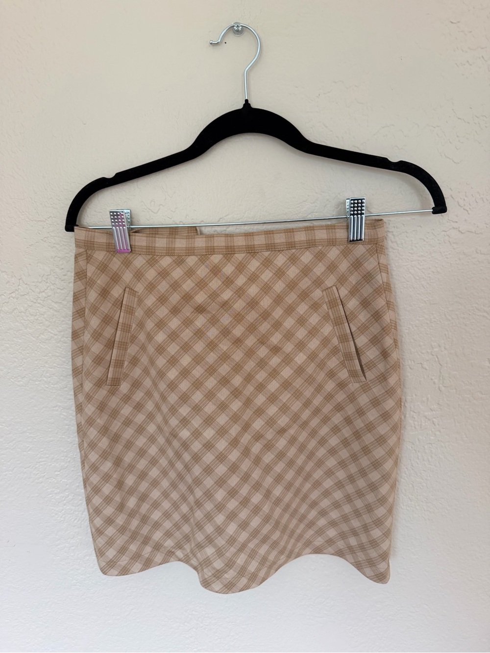 OAK + FORT Beige Plaid Mini Skirt